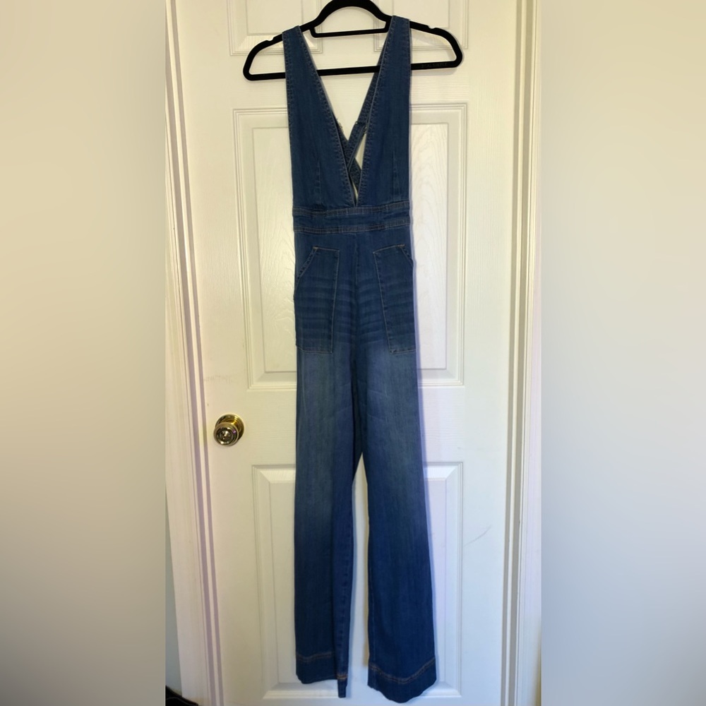 Dollhouse Wide Leg Denim Jumsuit